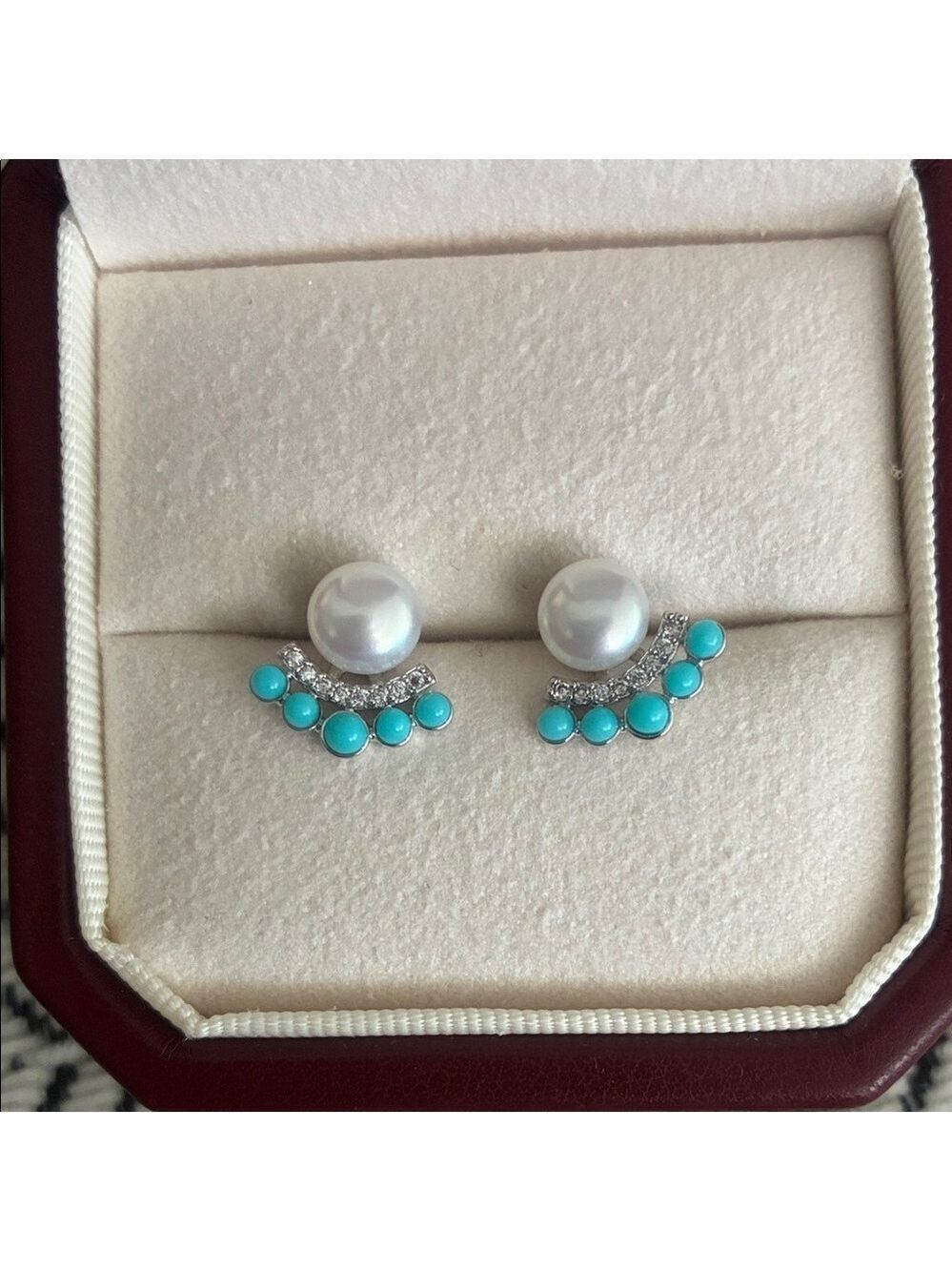 Elegant Pearl and Turquoise Earrings